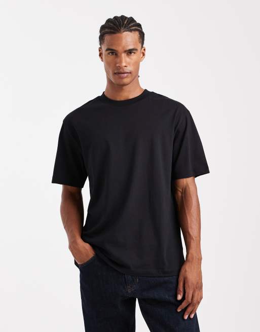 ASOS DESIGN - Basic - Set van 2 ruimvallende T-shirts met ronde hals in zwart, 2 van 5