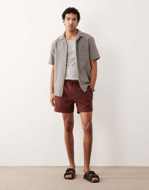 ASOS DESIGN - Basic slim-fit shorts van jersey in donkerbruin, 2 van 5