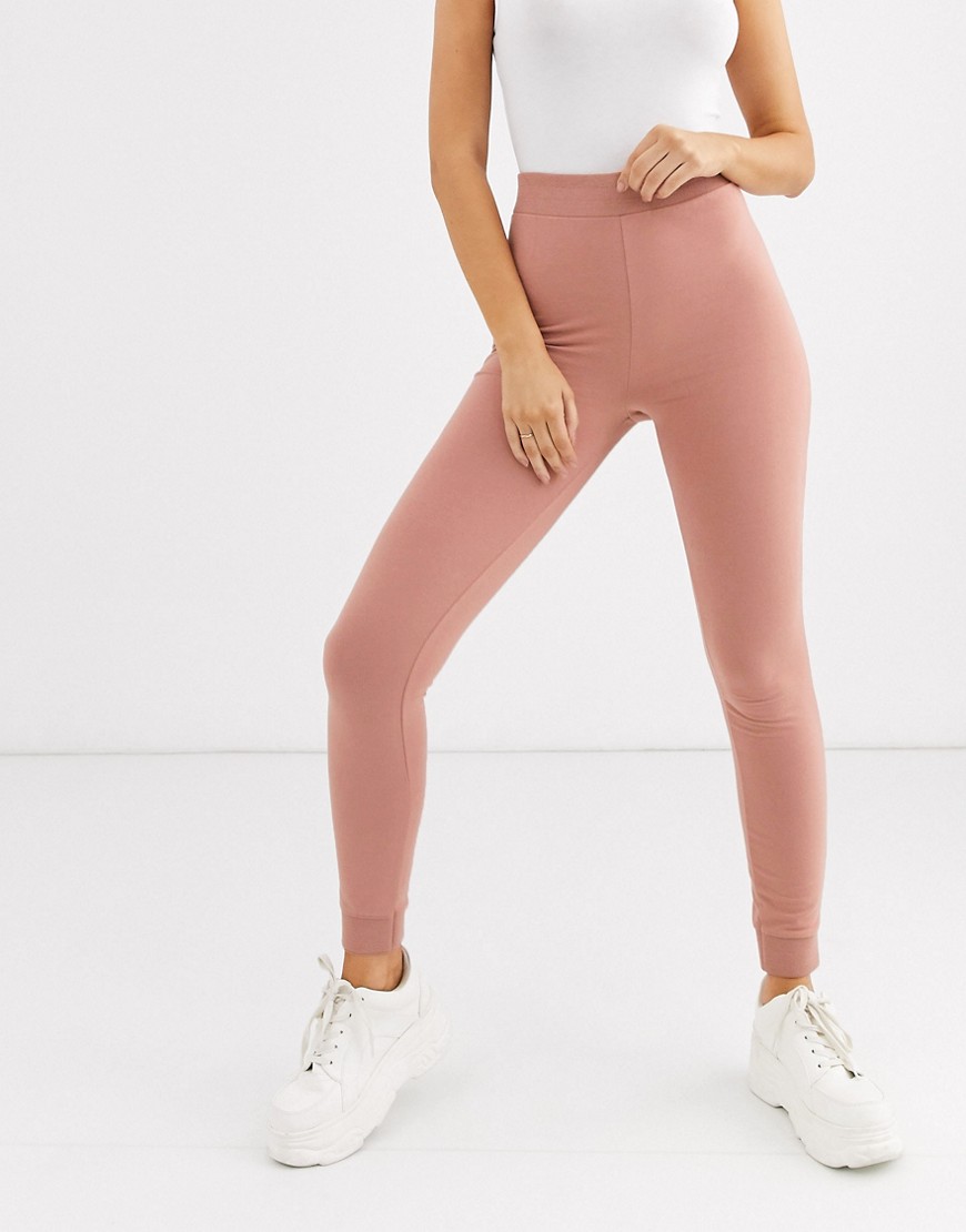 ASOS DESIGN basic stretch super skinny joggers in organic cotton-Pink