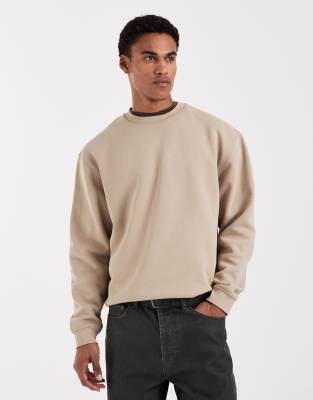 Basic-Sweatshirt im Relaxed Fit in Hellbraun-Neutral Neutral XL