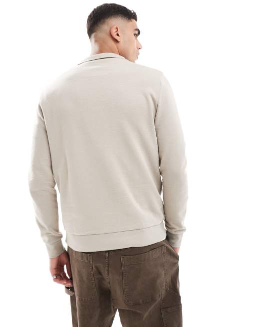 ASOS DESIGN – Basic-Sweatshirt in Beige mit kurzem Reißverschluss, 4 von 4