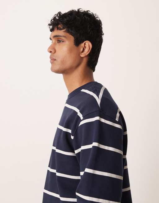 ASOS DESIGN – Basic-Sweatshirt in Marineblau gestreift, 4 von 5