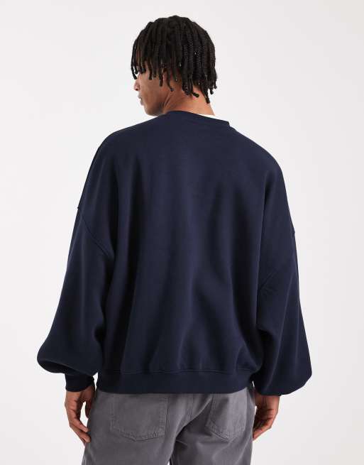 ASOS DESIGN – Basic-Sweatshirt in Marineblau mit Super-Oversize-Schnitt , 3 von 5