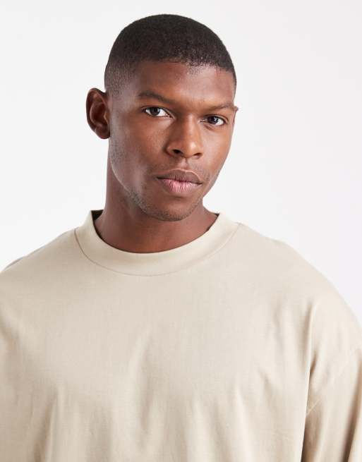 ASOS DESIGN – Basic – Szarobeżowy T-shirt oversize z długimi rękawami, 3 z 5
