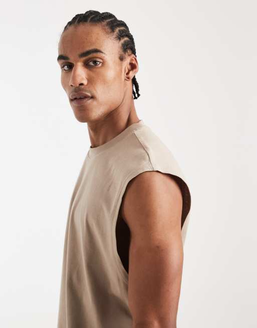 ASOS DESIGN – Basic – Szarobeżowy top bez rękawów o fasonie oversize, 4 z 5