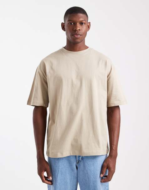 ASOS DESIGN – Basic-T-Shirt in Beige mit Oversize-Schnitt - view 1
