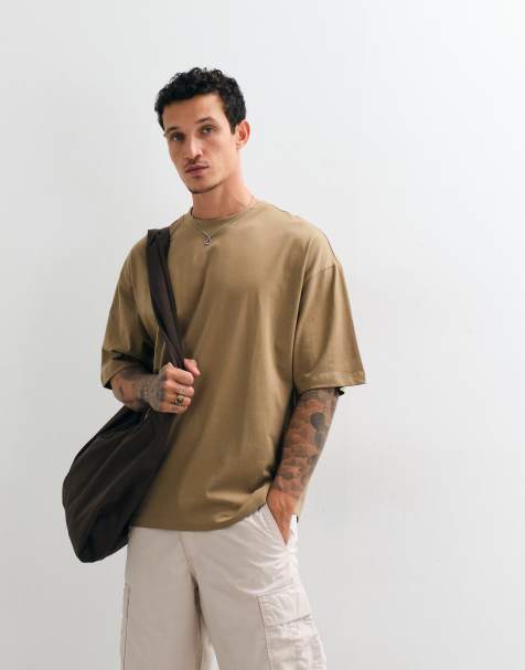 ASOS DESIGN – Basic-T-Shirt in Braun mit Oversize-Schnitt - view 1