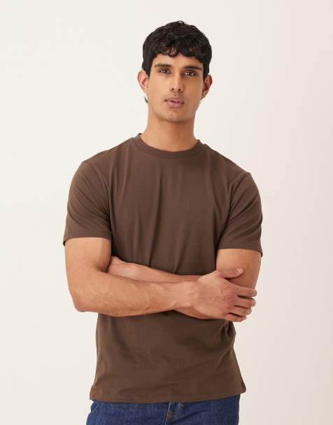 ASOS DESIGN – Basic-T-Shirt in Braun mit Regular-Fit-Schnitt - view 1