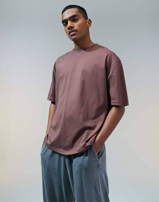 ASOS DESIGN – Basic-T-Shirt in Dunkelbraun mit Oversize-Schnitt