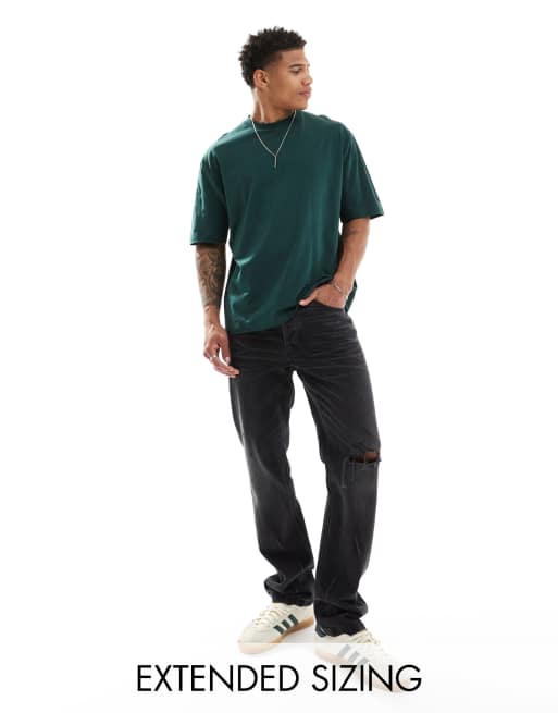 ASOS DESIGN – Basic-T-Shirt in Dunkelgrün mit Oversize-Schnitt