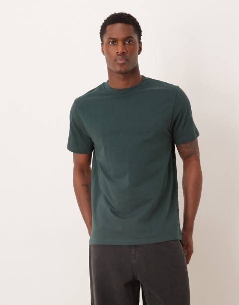 ASOS DESIGN – Basic-T-Shirt in Dunkelgrün mit Regular-Fit-Schnitt - view 1