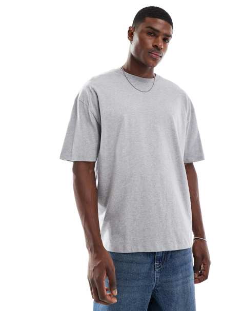 ASOS DESIGN – Basic-T-Shirt in Grau meliert mit Oversize-Passform - view 1