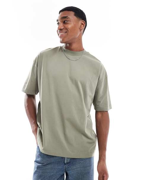 ASOS DESIGN – Basic-T-Shirt in Khaki mit Oversize-Schnitt - view 1
