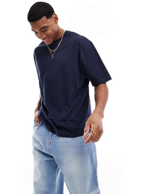 ASOS DESIGN – Basic-T-Shirt in Marineblau mit Oversize-Schnitt