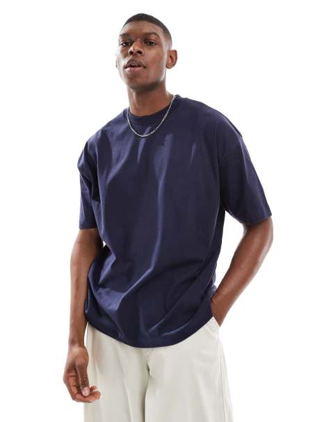 ASOS DESIGN – Basic-T-Shirt in Marineblau mit Oversize-Schnitt - view 1