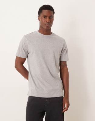 Basic-T-Shirt in meliertem Grau mit Regular-Fit-Schnitt Grau M
