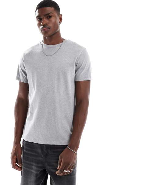 ASOS DESIGN – Basic-T-Shirt in meliertem Grau mit Rundhalsausschnitt - view 1