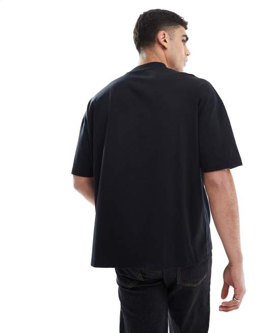 ASOS DESIGN – Basic-T-Shirt in Schwarz mit hohem Ausschnitt und Oversize-Schnitt, 4 von 4