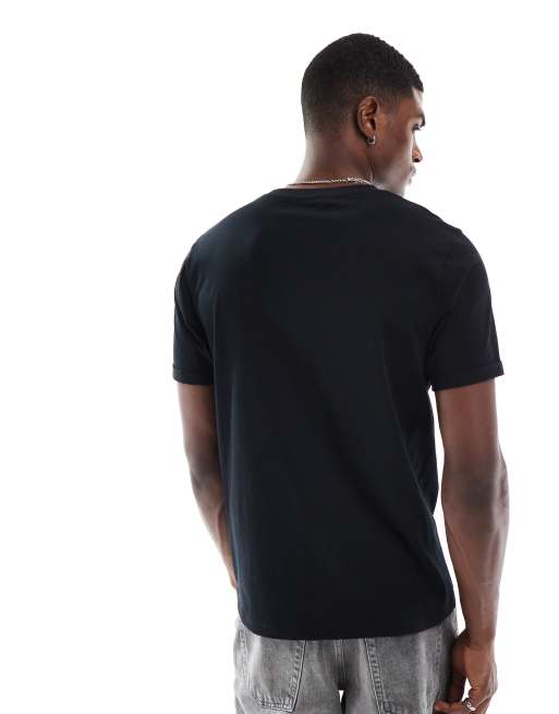 ASOS DESIGN t-shirt with crew neck and roll sleeve in black