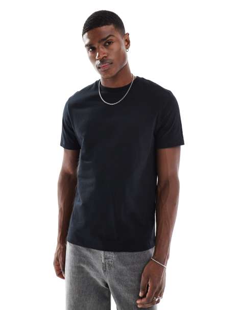 ASOS DESIGN – Basic-T-Shirt in Schwarz mit Rundhalsausschnitt - view 1