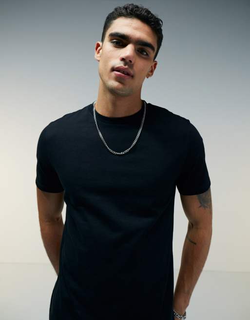 ASOS DESIGN – Basic-T-Shirt in Schwarz mit Rundhalsausschnitt