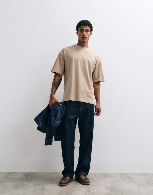 ASOS DESIGN – Basic-T-Shirt in Steinbeige mit Oversize-Schnitt, 3 von 5