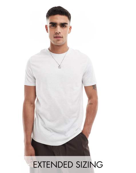 ASOS DESIGN – Basic-T-Shirt in Weiß meliert mit Rundhalsausschnitt - view 1