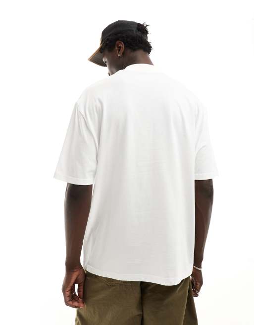ASOS DESIGN – Basic-T-Shirt in Weiß mit hohem Ausschnitt mit Oversize-Schnitt , 3 von 4