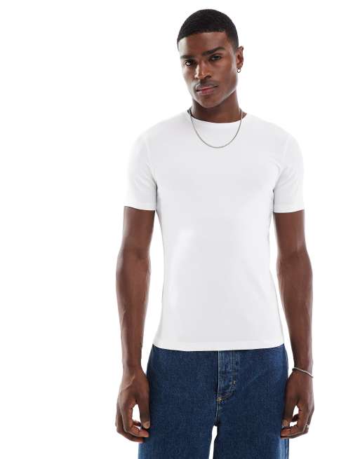 ASOS DESIGN Basic T Shirt in WeiB mit korperbetontem Schnitt