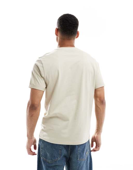 ASOS DESIGN - Basic T-shirt met ronde hals en omgeslagen mouwen in stone, 2 van 4