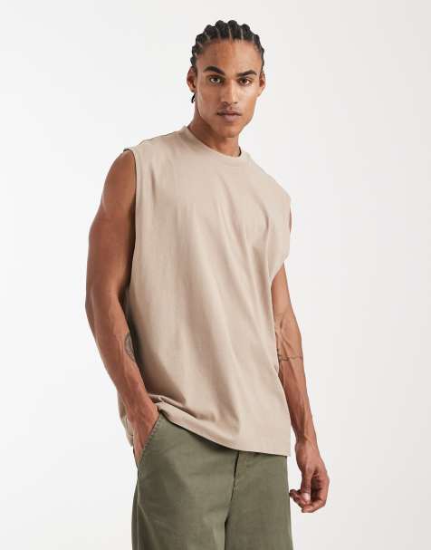 ASOS DESIGN – Basic-Tanktop in Steinbeige mit Oversize-Schnitt - view 1