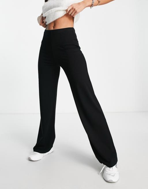 Black Jersey Wide Leg Joggers