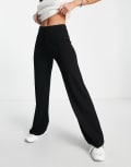 [ASOS DESIGN] ASOS DESIGN basic wide leg jersey pants in black 6 Black
