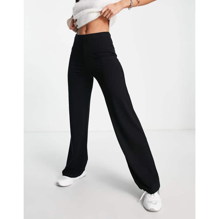 Black jersey wide leg 2024 trousers