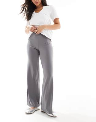 ASOS DESIGN basic wide leg jersey trouser in grey