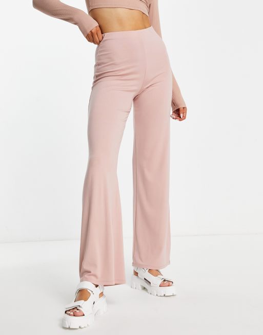 ASOS DESIGN high waist wide leg trouser in pink