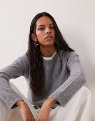 Asos Design Basics Crew Neck Sweater In Gray