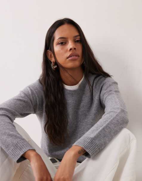 ASOS DESIGN basics crew neck sweater in gray - view 1