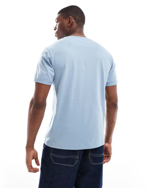 ASOS DESIGN - Basisdele - Blå T-shirt med rund hals og ærmer med opsmøg, 4 af 4