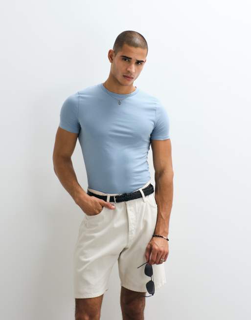 ASOS DESIGN - Basisdele - Blå tætsiddende T-shirt, 5 af 5
