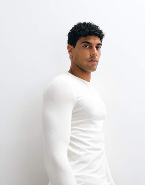 ASOS DESIGN - Basisdele - Cremehvid tætsiddende T-shirt med lange ærmer - view 1