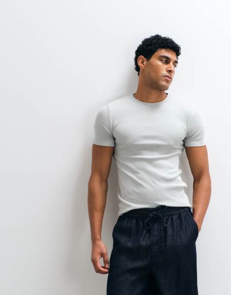 ASOS DESIGN - Basisdele - Grøn tætsiddende T-shirt i ribstrik - view 1