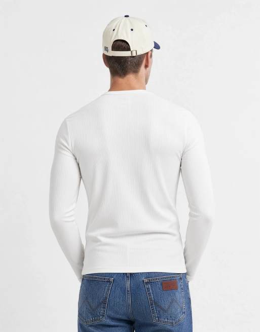 ASOS DESIGN - Basisdele - Hvid tætsiddende T-shirt i ribstrik med lange ærmer, 9 af 10