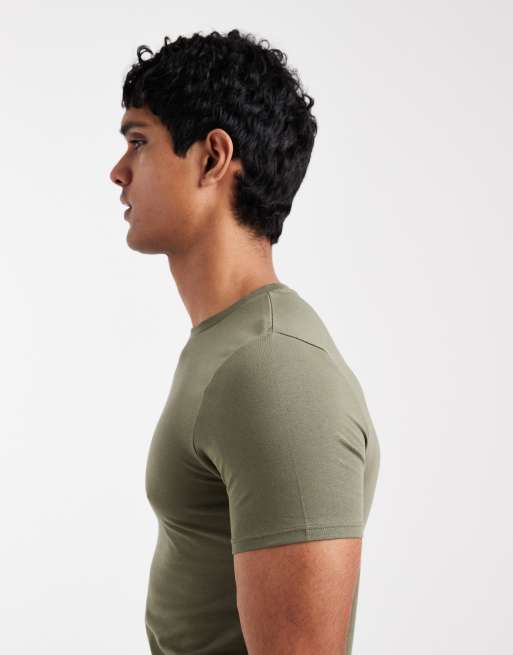 ASOS DESIGN - Basisdele - Kakigrøn tætsiddende T-shirt, 4 af 5
