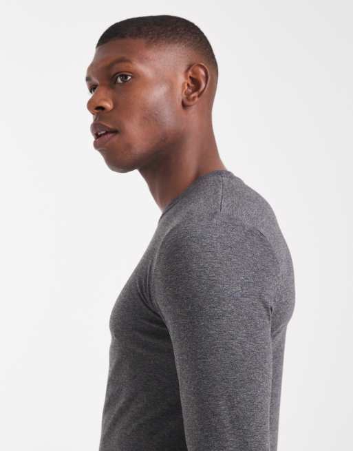ASOS DESIGN - Basisdele - Koksgrå tætsiddende T-shirt med lange ærmer  , 4 af 5