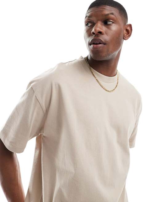 ASOS DESIGN - Basisdele - Pakke med 2 oversized T-shirts i koksgrå og beige , 4 af 4