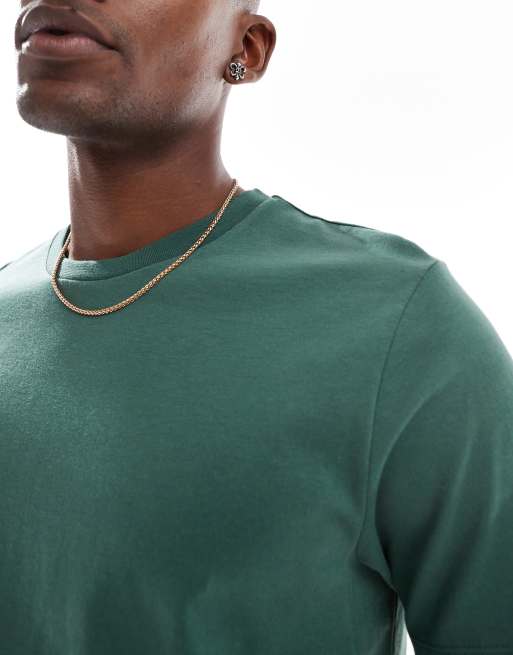 ASOS DESIGN - Basisdele - Pakke med 2 T-shirts i med rund hals i beige/grøn , 2 af 4