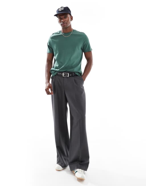 ASOS DESIGN - Basisdele - Pakke med 2 T-shirts i med rund hals i beige/grøn , 3 af 4
