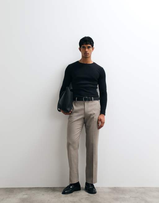 ASOS DESIGN - Basisdele - Sort tætsiddende T-shirt med lange ærmer i ribstrik, 2 af 5