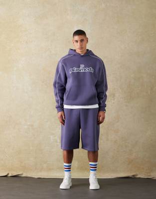 Asos Design Basketball Shorts With Sporty Rubberized Print In Purple